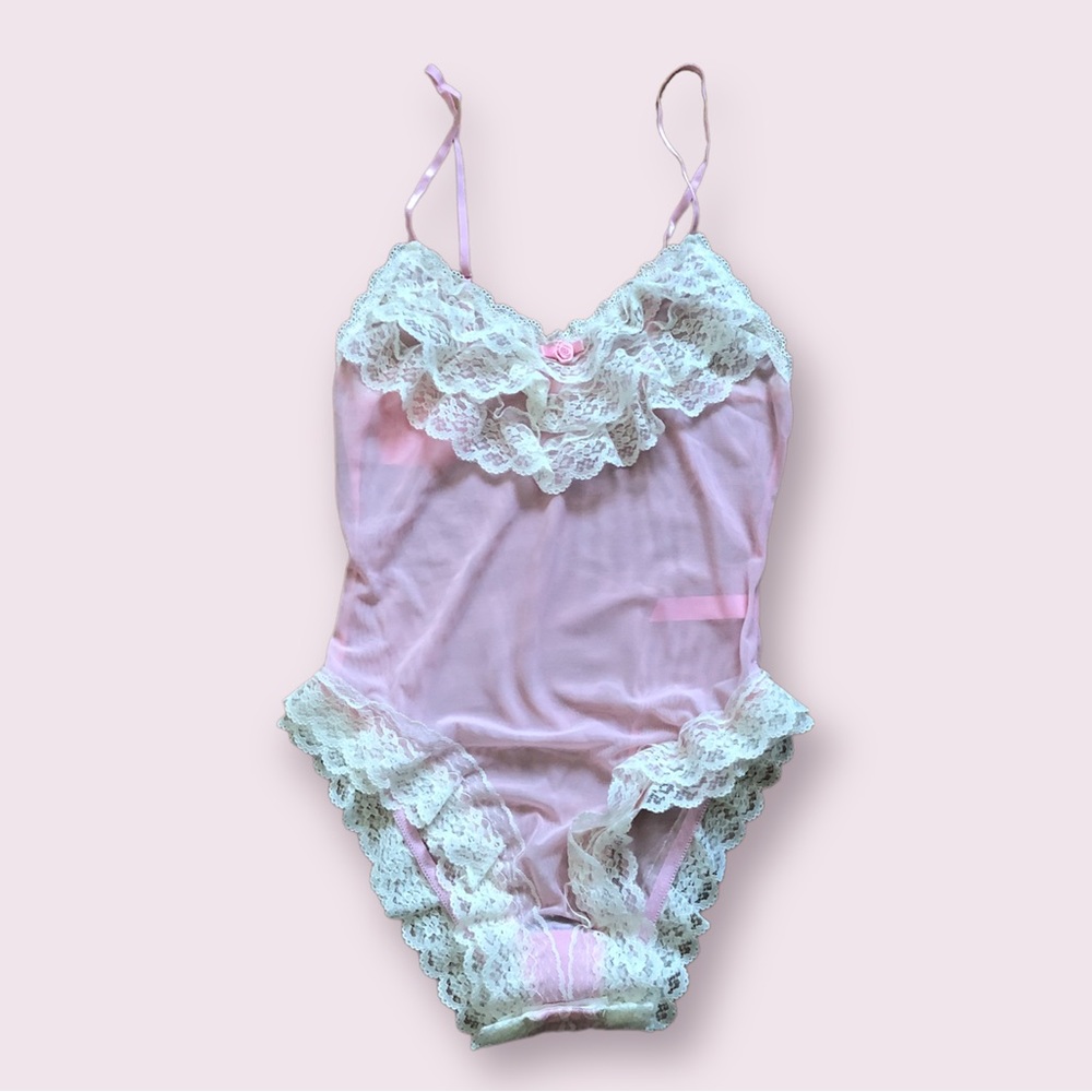 Divine Doll ruffled trim mesh bodysuit by Sugar Thrillz from Dolls Kill in small - Picture 1 of 8